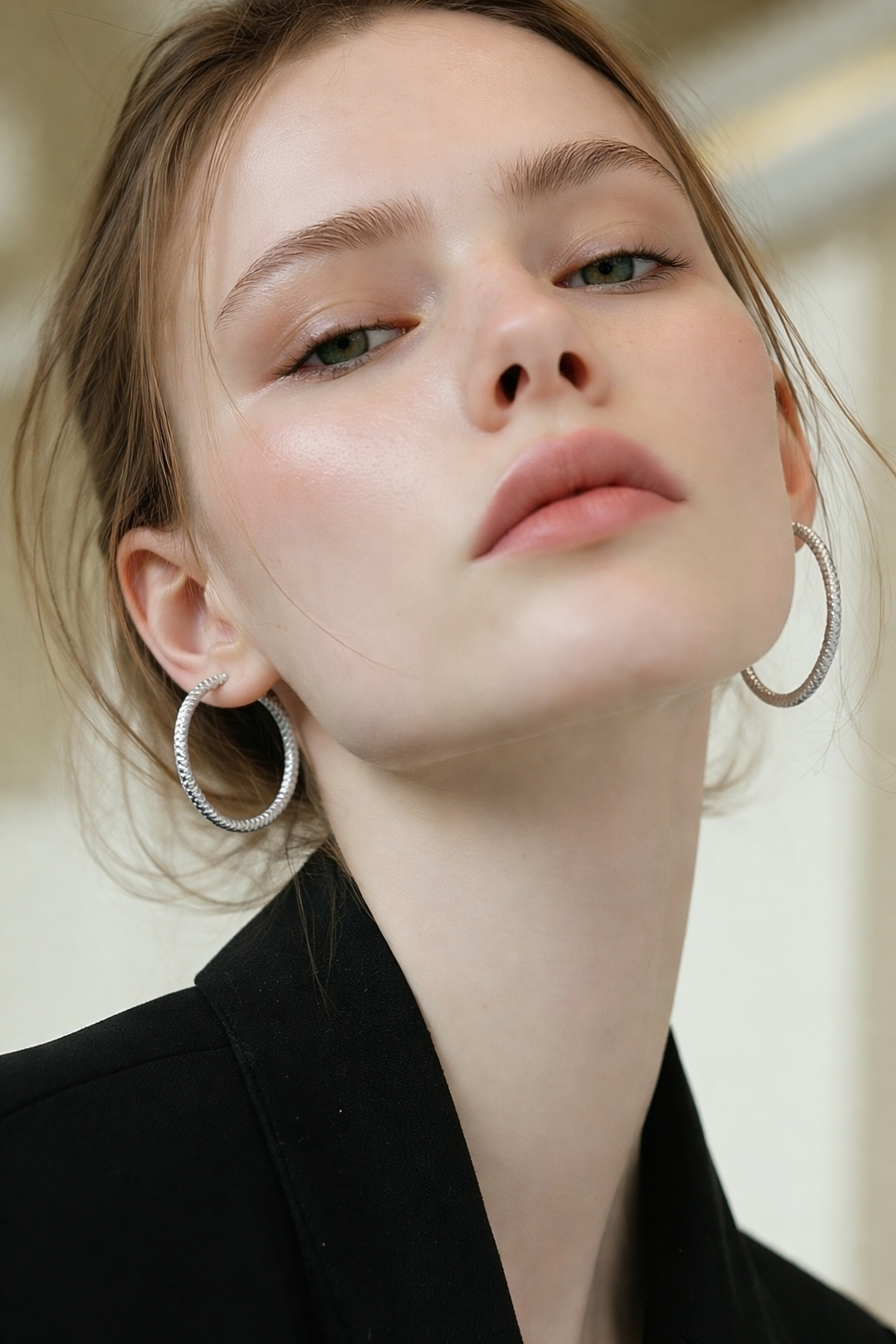 Matte Finish .925 Sterling Silver Hoop Earrings (Medium) – Textured Design from Taxco