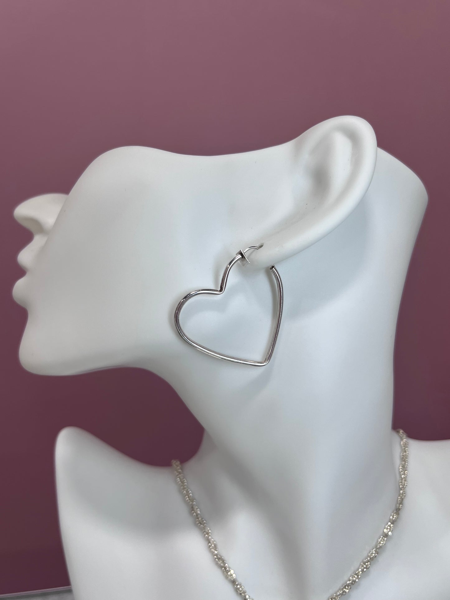 1.25" Sterling Silver Heart Hoop Earrings | .925 Silver Seamless Heart Hoops