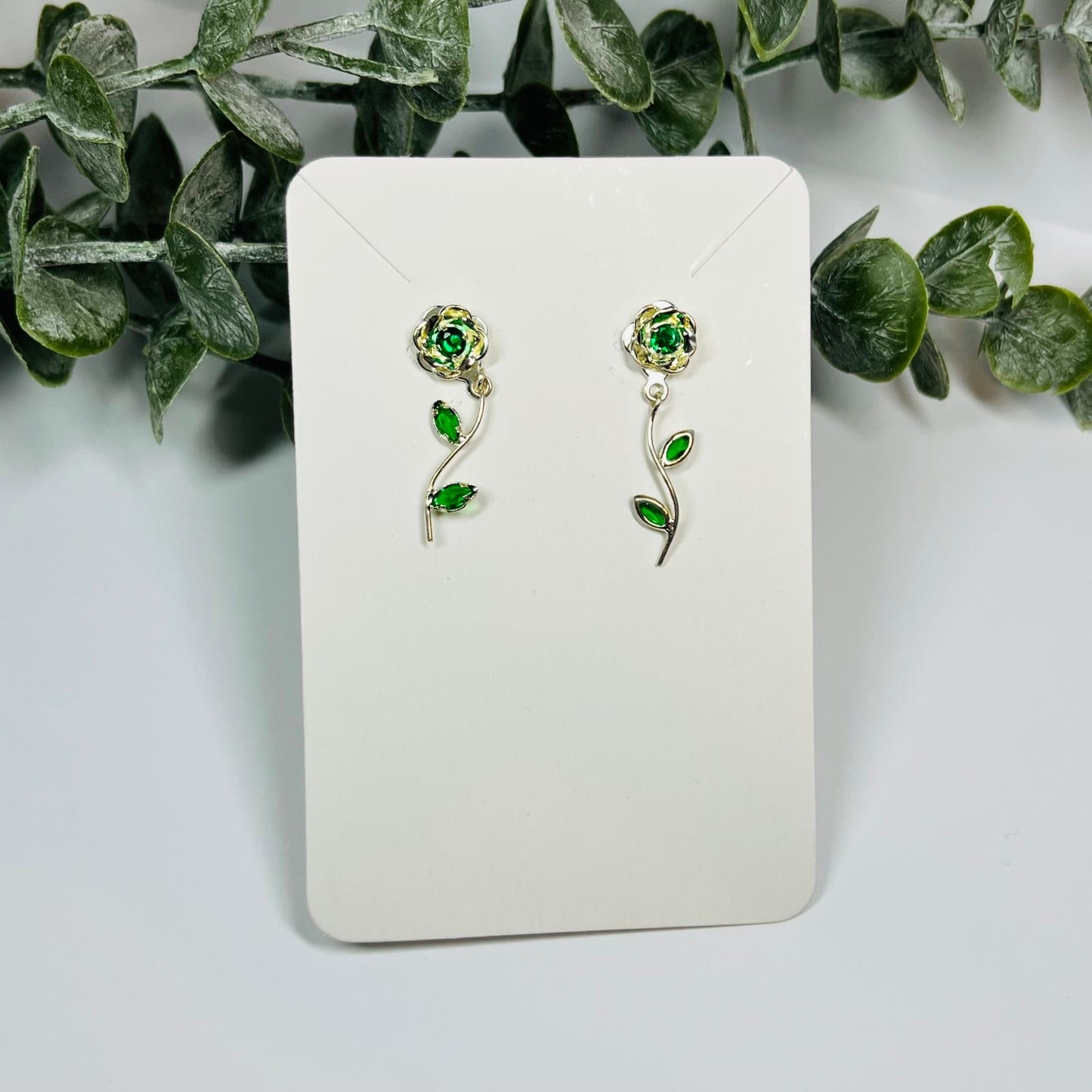 Green Flower Earring .925