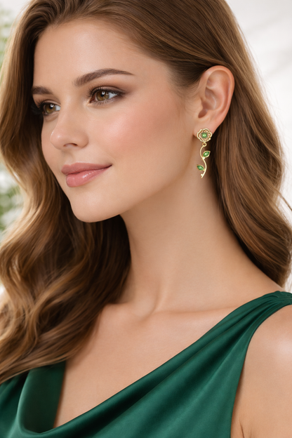 Green Flower Earring .925