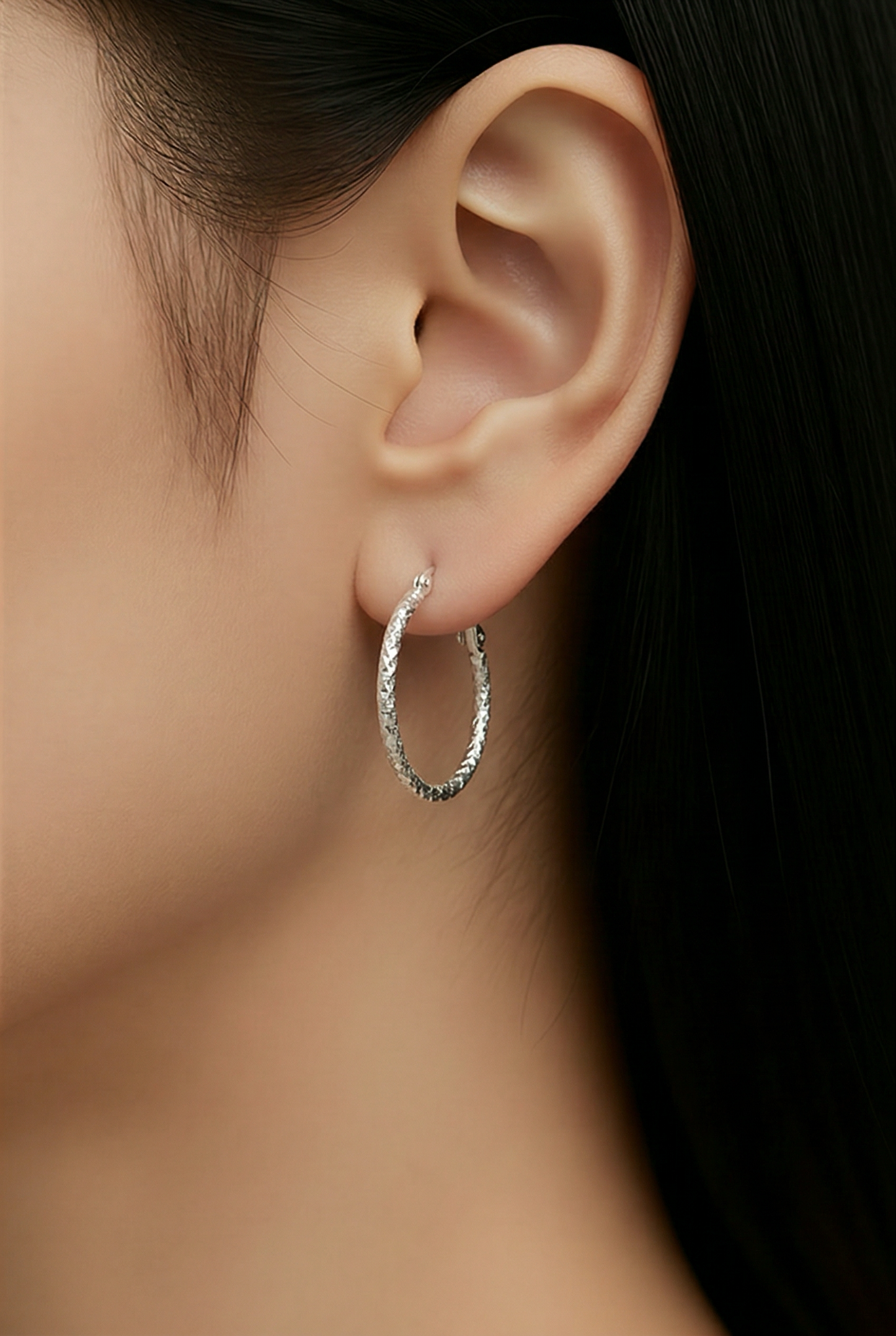 Diamond-Cut .925 Sterling Silver Hoop Earrings (1 inch)