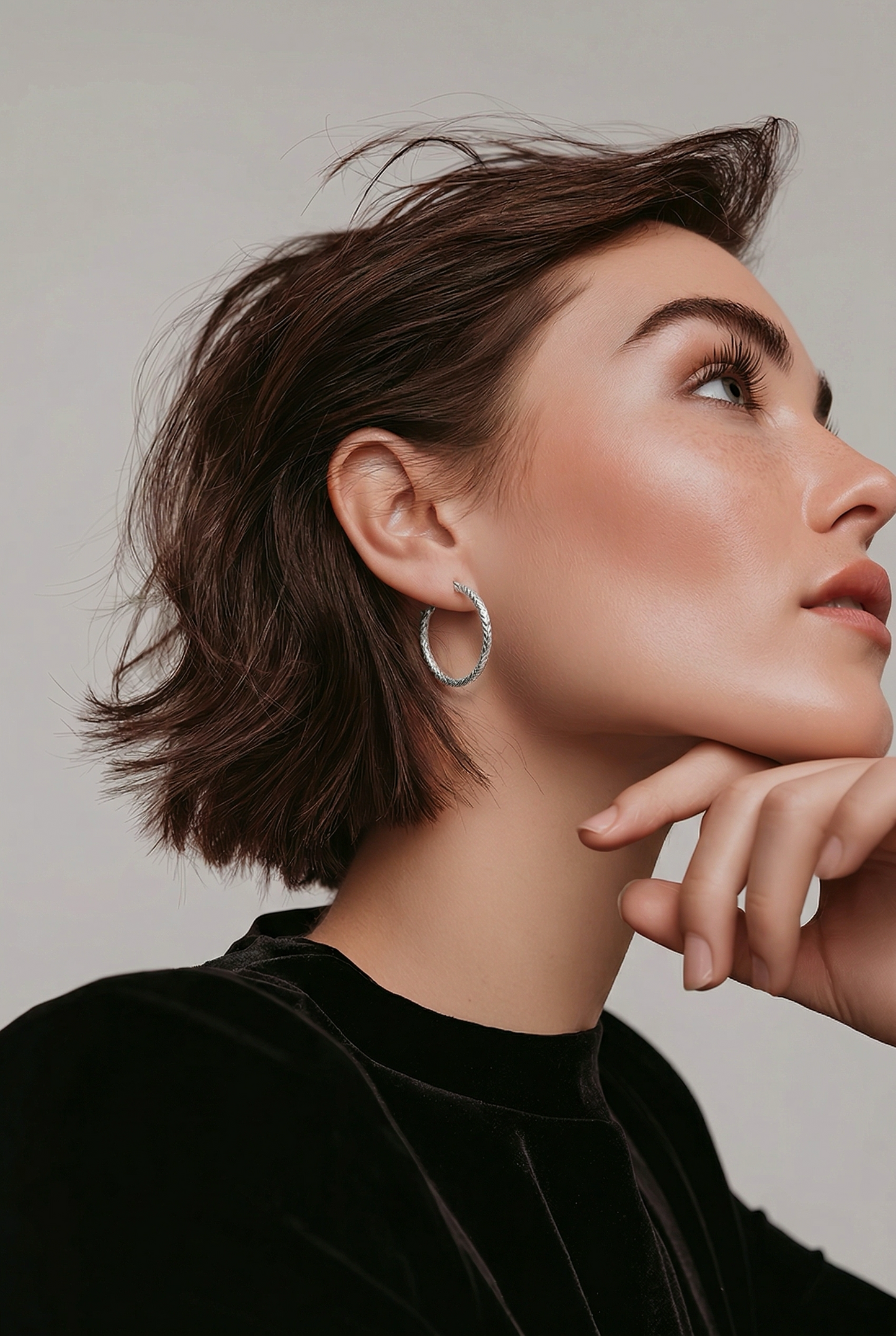 Diamond-Cut .925 Sterling Silver Hoop Earrings (1 inch)