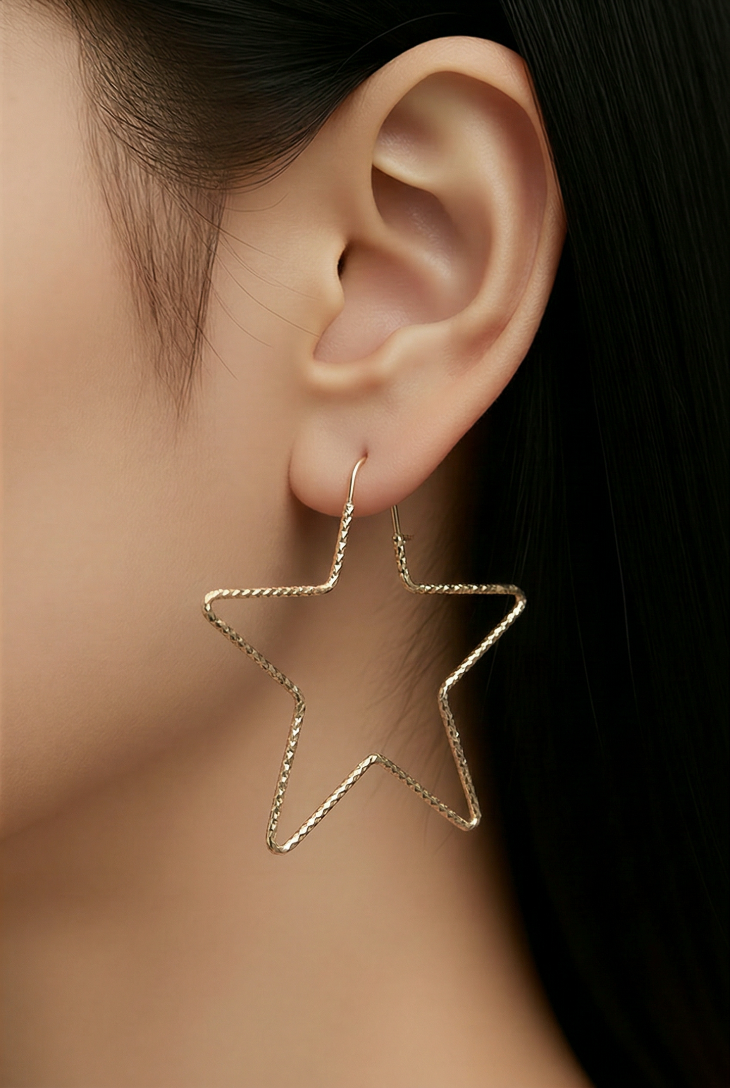 .925 Sterling Silver Star Earrings with Diamond-Cut Finish