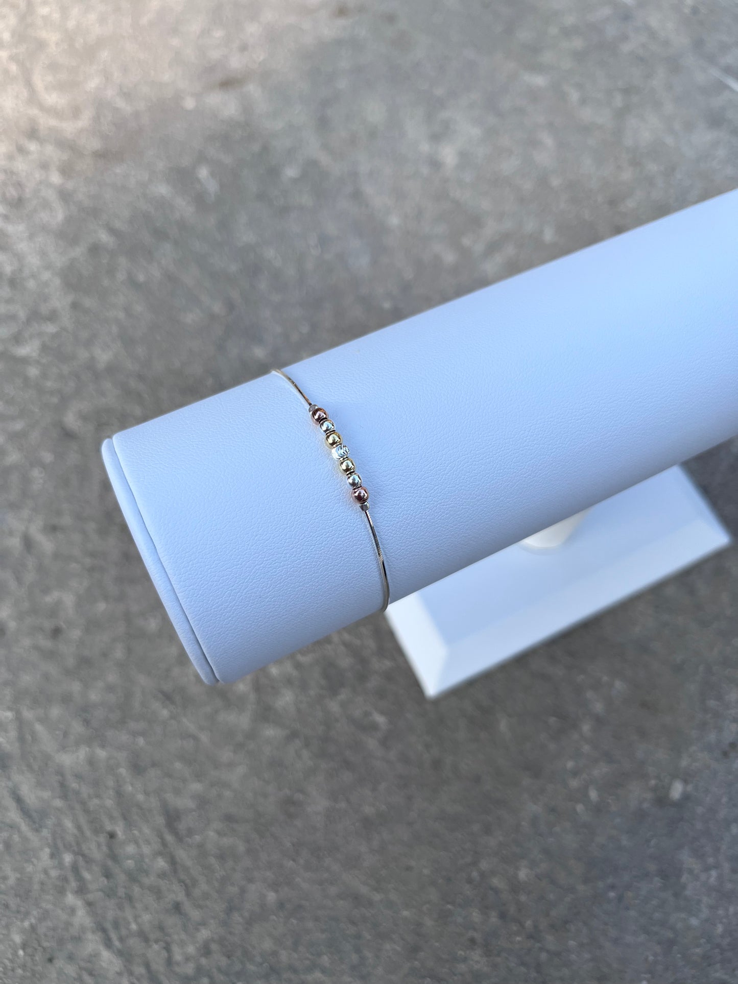 Tricolored Bead Bracelet in .925 Sterling Silver – Gold & Rose Gold Plated (7.5")