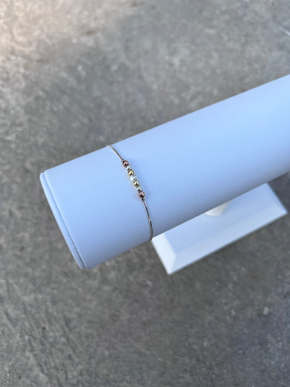 Tricolored Bead Bracelet in .925 Sterling Silver – Gold & Rose Gold Plated (7.5")