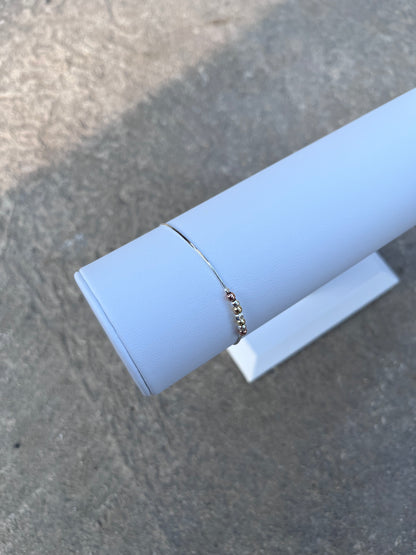 Tricolored Bead Bracelet in .925 Sterling Silver – Gold & Rose Gold Plated (7.5")