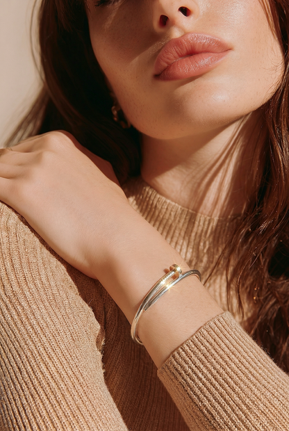 Sterling Silver .925 "Nail" Cuff Bracelet – Adjustable Minimalist Design